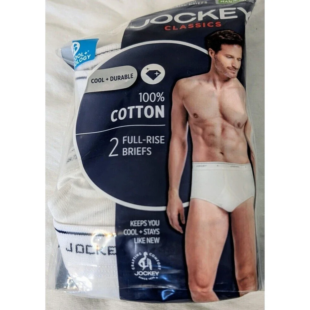 Jockey Classics Big Man 2-Pack Briefs - Size 56 White Full Rise 100% Cotton NEW